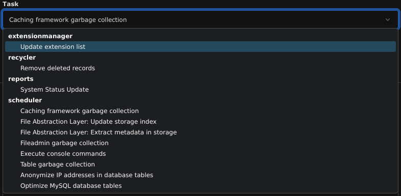 TYPO3 Scheduler Predefined Tasks